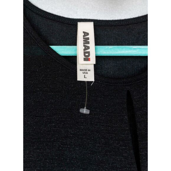 Amadi Anthropologie Cream Black Colorblock Knit Midi Cross Wrap Dress Size L - Picture 4 of 13